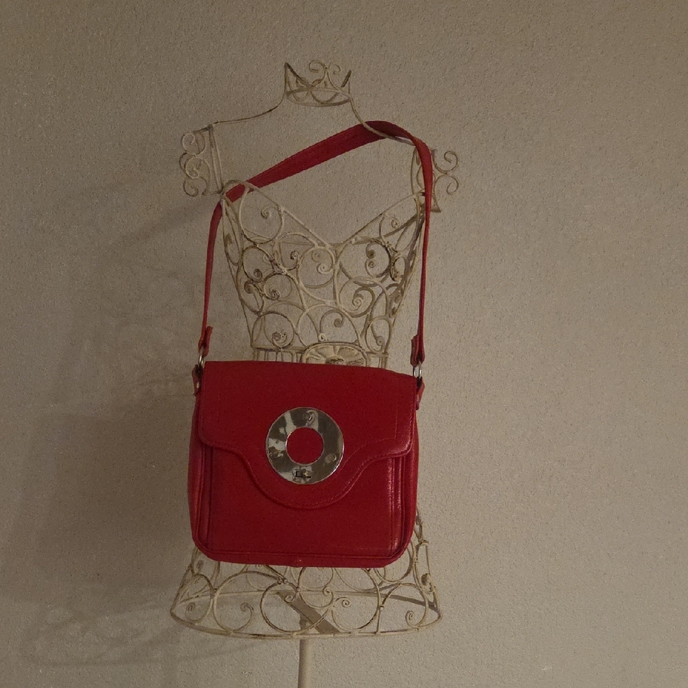 Chic Red  Bag with Structured Design Vintage 1960s